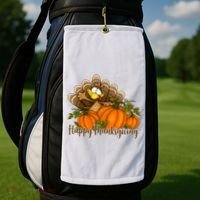 Happy Thanksgiving Pumpkins Fall Autumn Cute Turkey Golf Towel thumb 2