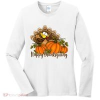 Happy Thanksgiving Pumpkins Fall Autumn Cute Turkey Women's Long Sleeve Shirt thumb 0