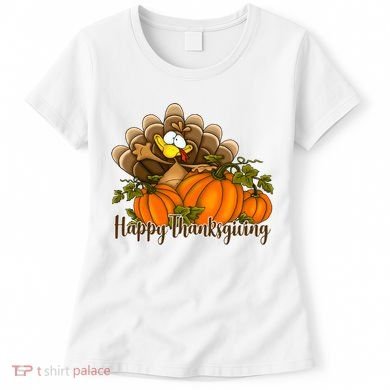Happy Thanksgiving Pumpkins Fall Autumn Cute Turkey Women's T-Shirt