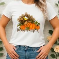 Happy Thanksgiving Pumpkins Fall Autumn Cute Turkey Women's T-Shirt thumb 2