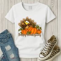 Happy Thanksgiving Pumpkins Fall Autumn Cute Turkey Women's T-Shirt thumb 3