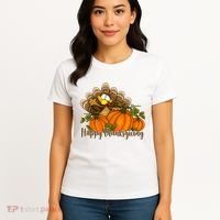 Happy Thanksgiving Pumpkins Fall Autumn Cute Turkey Women's T-Shirt thumb 4