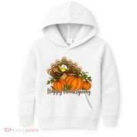 Happy Thanksgiving Pumpkins Fall Autumn Cute Turkey Kids Hoodie thumb 0