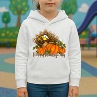 Happy Thanksgiving Pumpkins Fall Autumn Cute Turkey Kids Hoodie thumb 3