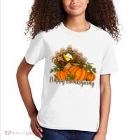 Happy Thanksgiving Pumpkins Fall Autumn Cute Turkey Kids T-Shirt thumb 2