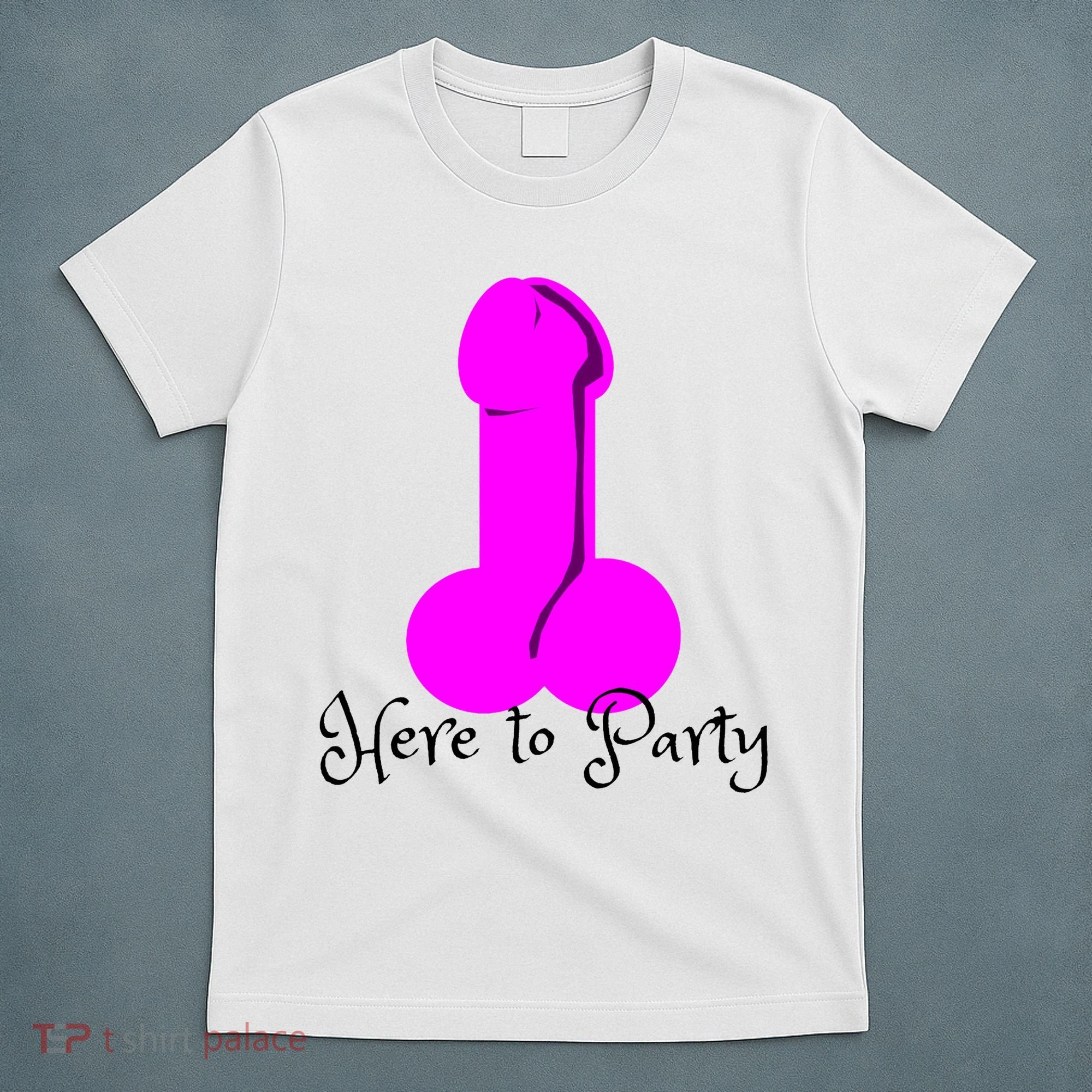 Here To Party Dick Dirty Funny Adult Sex Joke Gift Idea T-Shirt