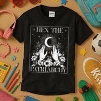 Hex The Patriarchy Halloween Feminist Witch Kids T-Shirt thumb 3