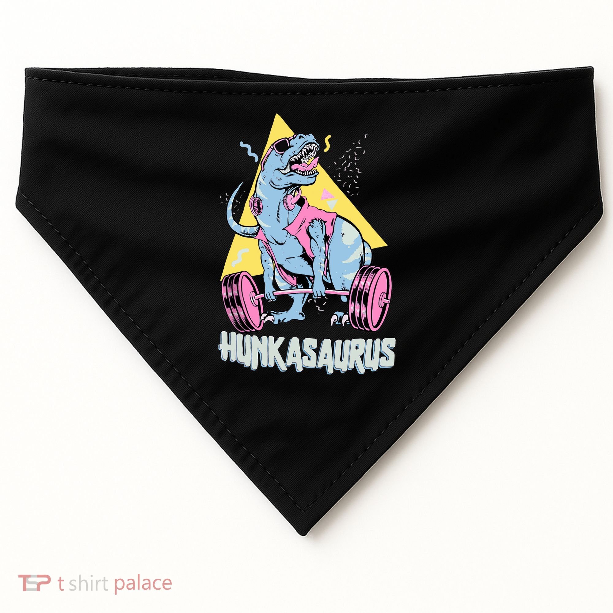 Hunkasaurus T rex Dinosaur Funny Gym & Workout USA-Made Doggie Bandana