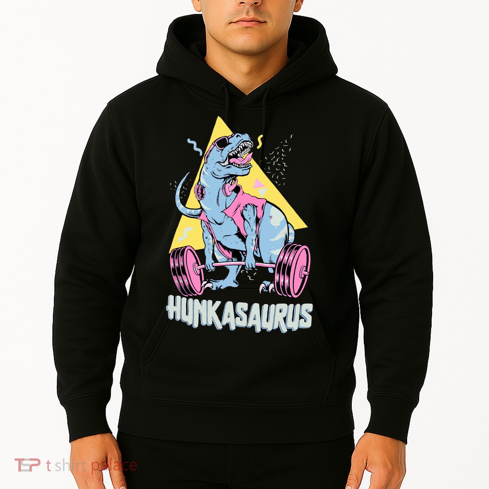 Hunkasaurus T rex Dinosaur Funny Gym & Workout Hoodie