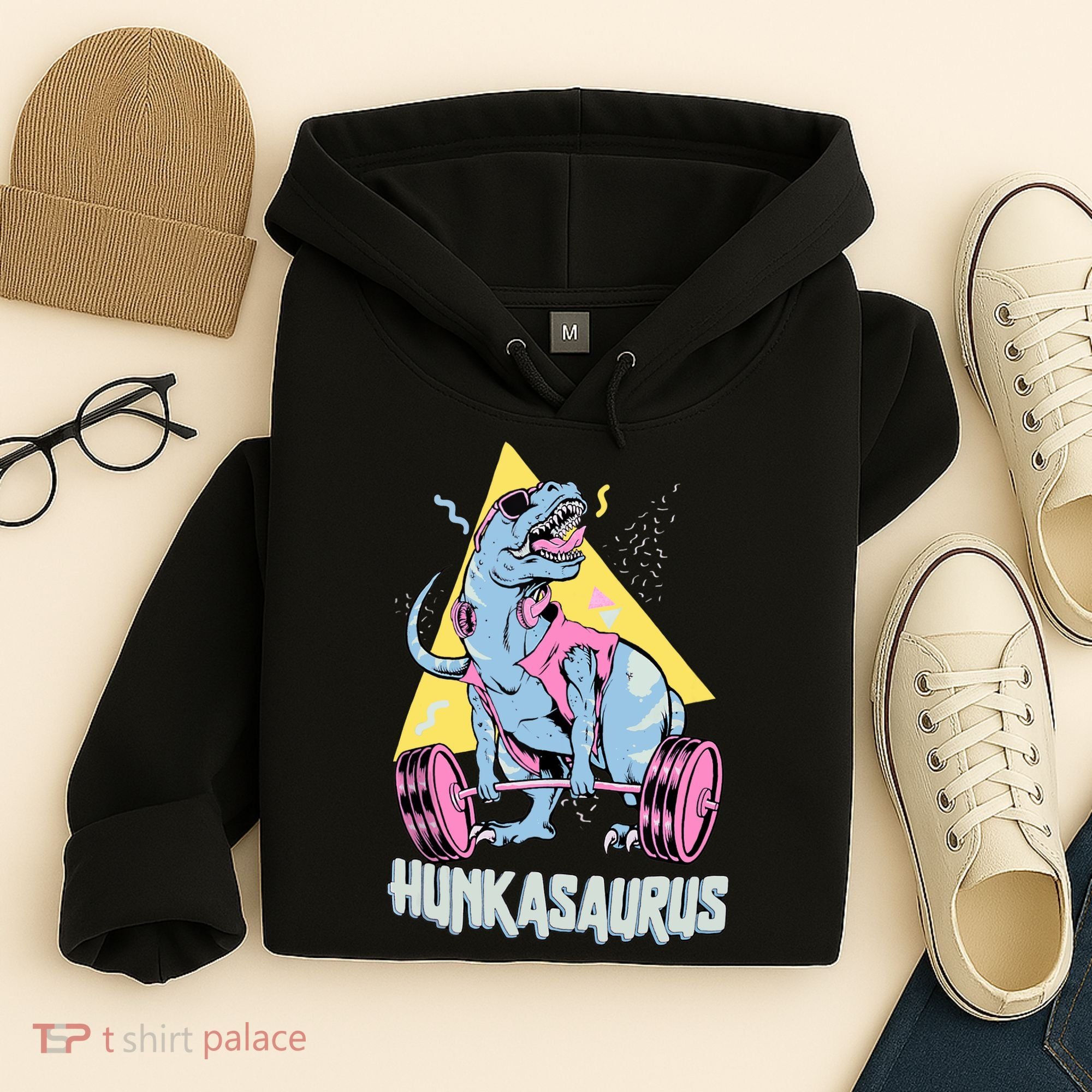 Hunkasaurus T rex Dinosaur Funny Gym & Workout Hoodie