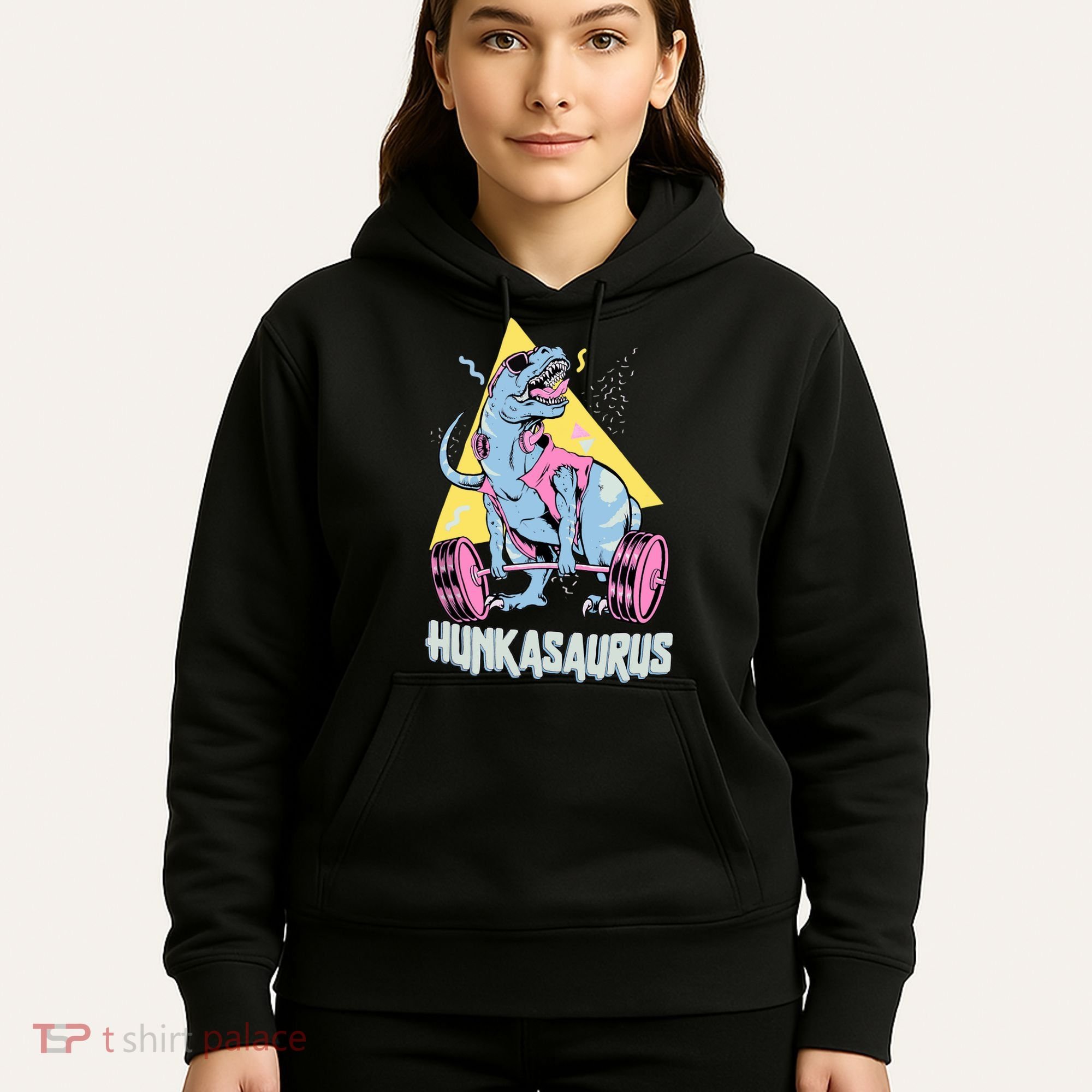 Hunkasaurus T rex Dinosaur Funny Gym & Workout Hoodie