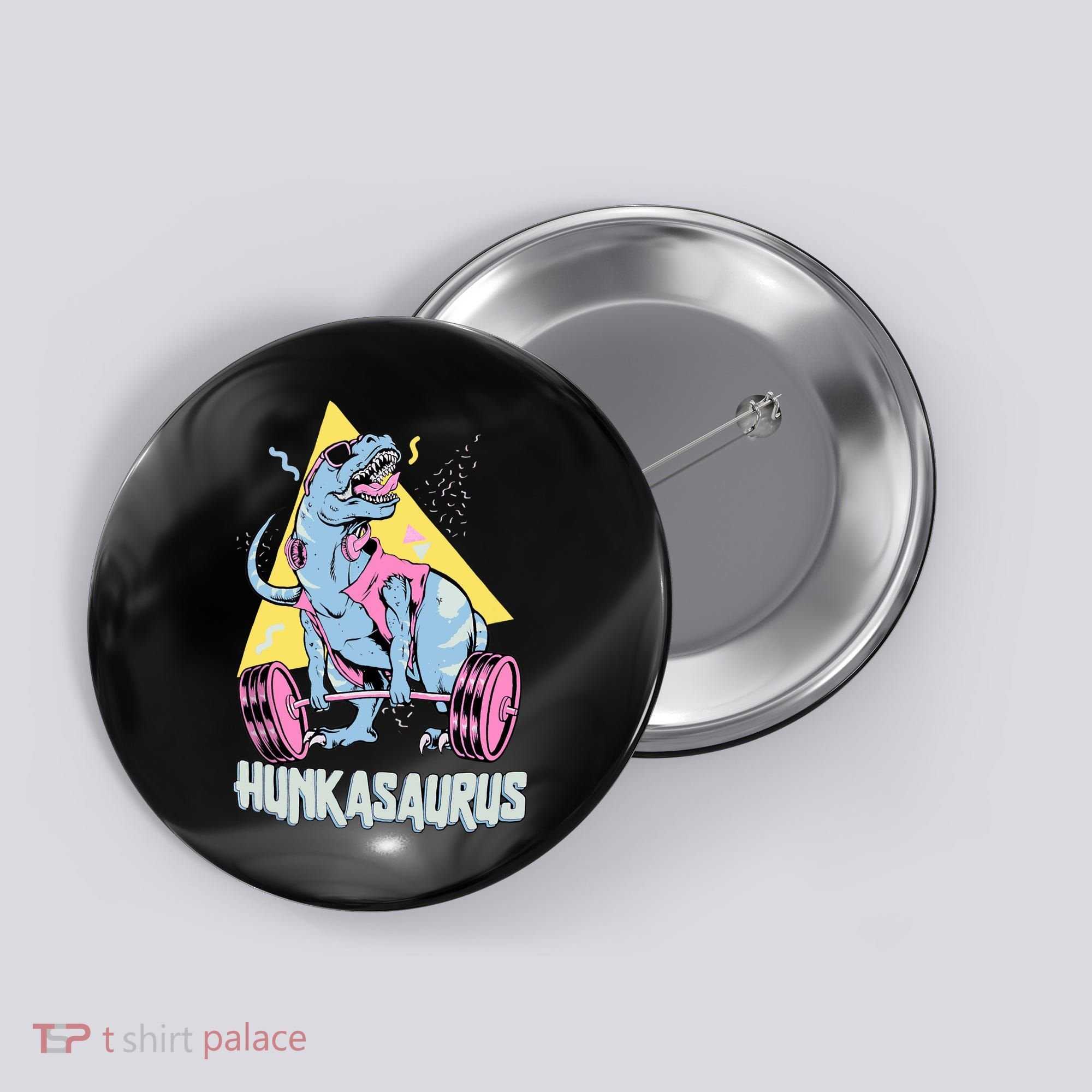 Hunkasaurus T rex Dinosaur Funny Gym & Workout Button