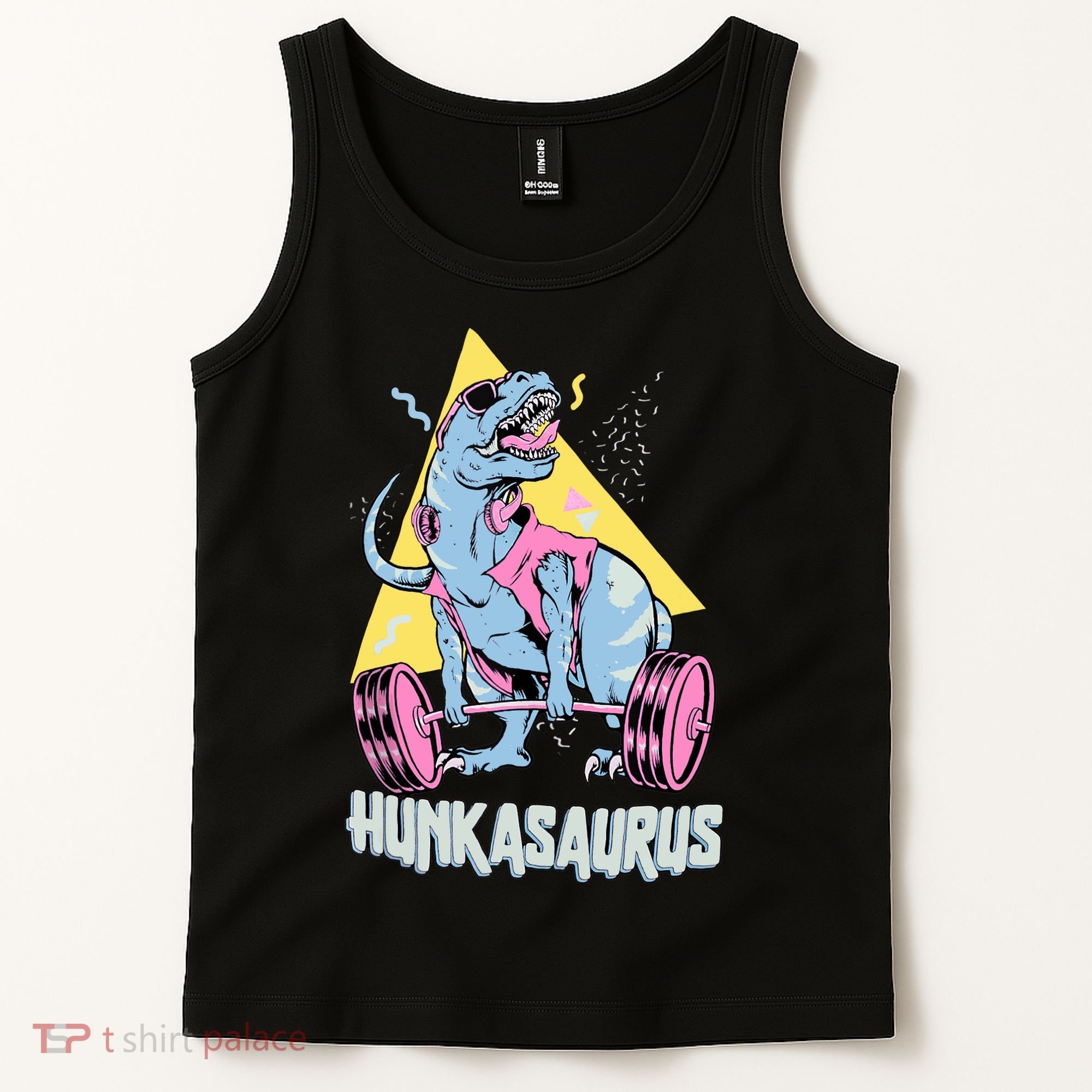 Hunkasaurus T rex Dinosaur Funny Gym & Workout Tank Top