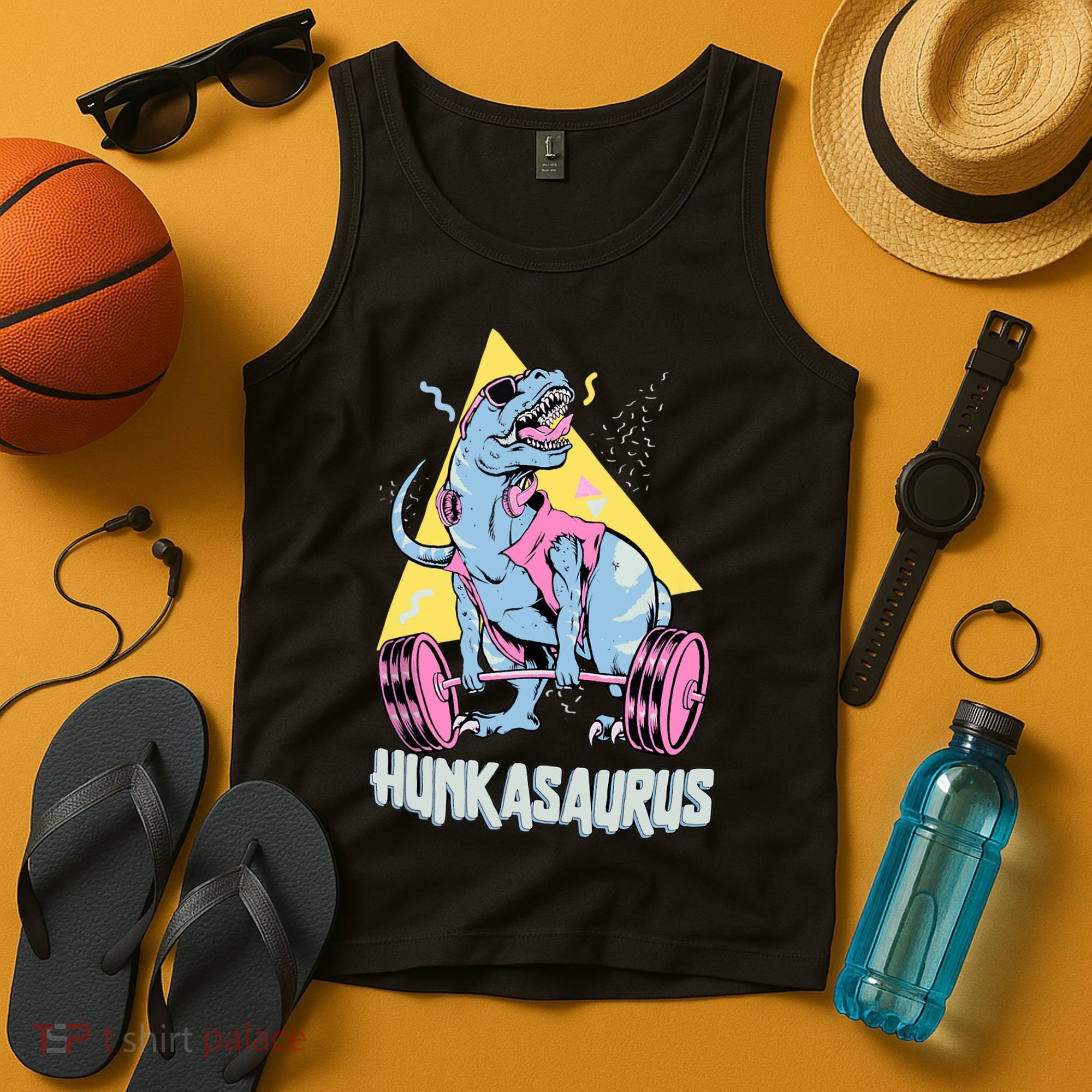 Hunkasaurus T rex Dinosaur Funny Gym & Workout Tank Top