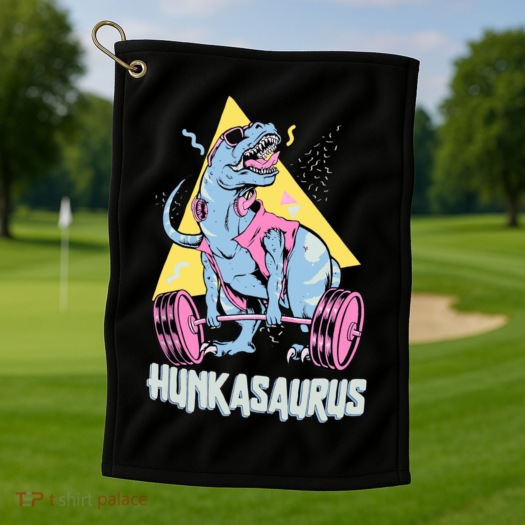 Hunkasaurus T rex Dinosaur Funny Gym & Workout Golf Towel
