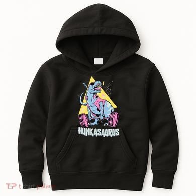 Hunkasaurus T rex Dinosaur Funny Gym & Workout Kids Hoodie