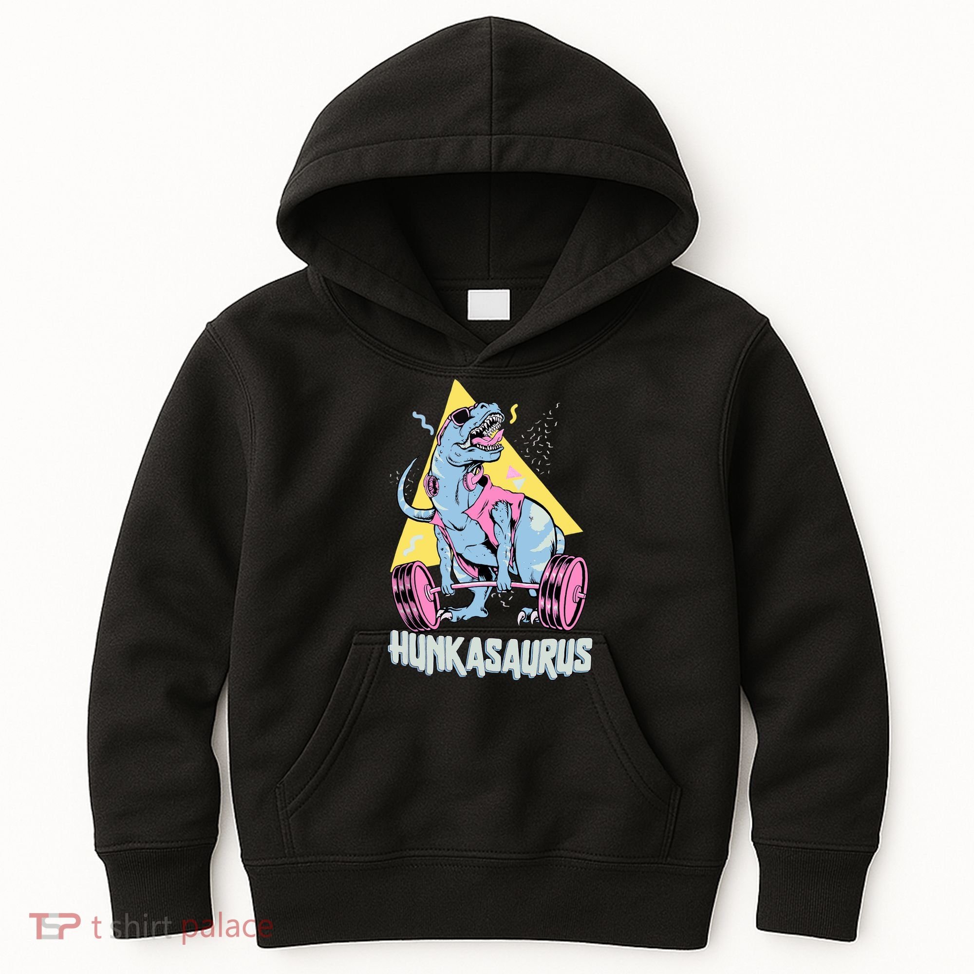 Hunkasaurus T rex Dinosaur Funny Gym & Workout Kids Hoodie