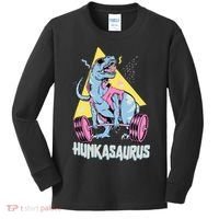 Hunkasaurus T rex Dinosaur Funny Gym & Workout Kids Long Sleeve Shirt thumb 0