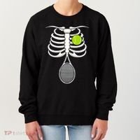 Halloween Tennis Racket Ball Game Sport Skeleton Cool Gift Women's Sweatshirt thumb 0