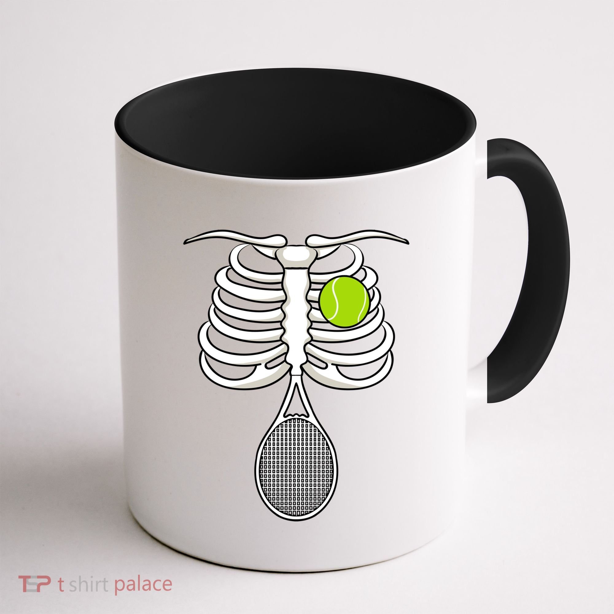 Halloween Tennis Racket Ball Game Sport Skeleton Cool Gift Coffee Mug