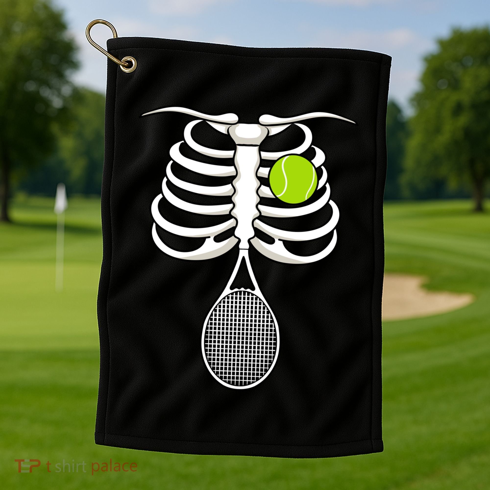 Halloween Tennis Racket Ball Game Sport Skeleton Cool Gift Golf Towel