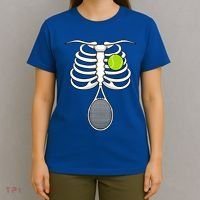 Halloween Tennis Racket Ball Game Sport Skeleton Cool Gift T-Shirt thumb 4