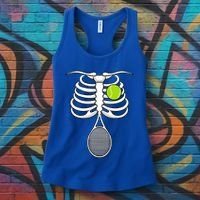 Halloween Tennis Racket Ball Game Sport Skeleton Cool Gift Women's Tank Top thumb 3