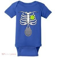 Halloween Tennis Racket Ball Game Sport Skeleton Cool Gift Baby Bodysuit thumb 0