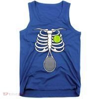 Halloween Tennis Racket Ball Game Sport Skeleton Cool Gift Tank Top thumb 0