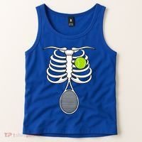 Halloween Tennis Racket Ball Game Sport Skeleton Cool Gift Tank Top thumb 2