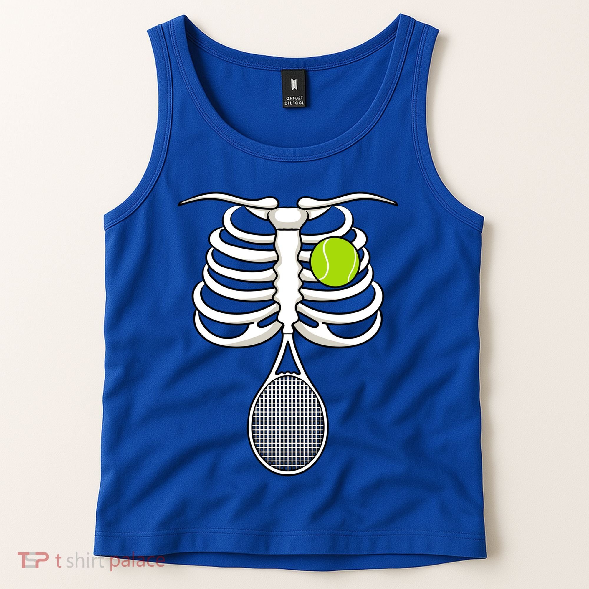 Halloween Tennis Racket Ball Game Sport Skeleton Cool Gift Tank Top