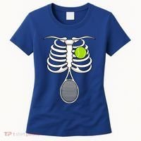 Halloween Tennis Racket Ball Game Sport Skeleton Cool Gift Women's T-Shirt thumb 0