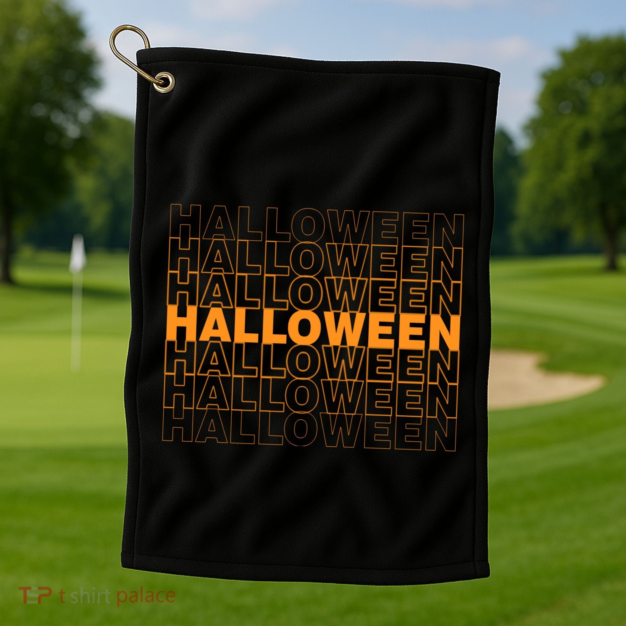 Halloween Text Repeated Golf Towel