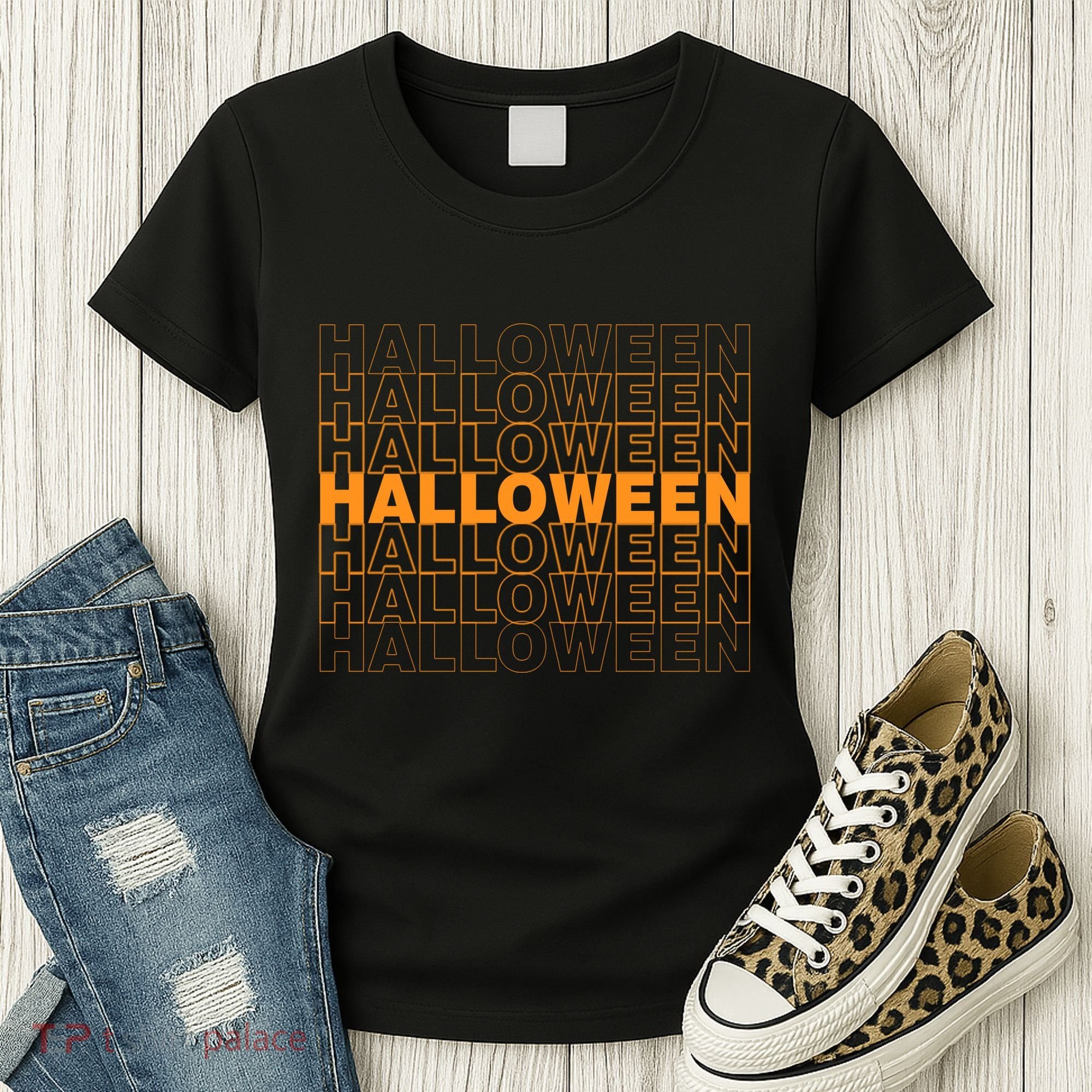 Halloween Text Repeated Women's T-Shirt