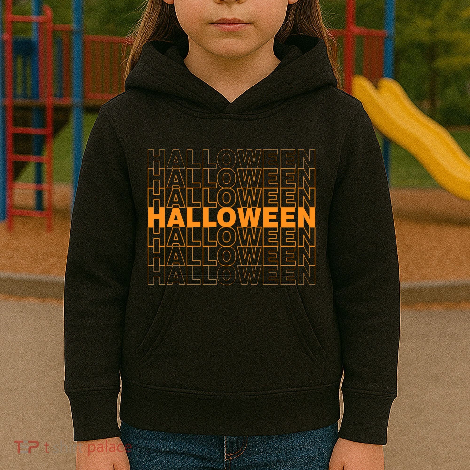 Halloween Text Repeated Kids Hoodie