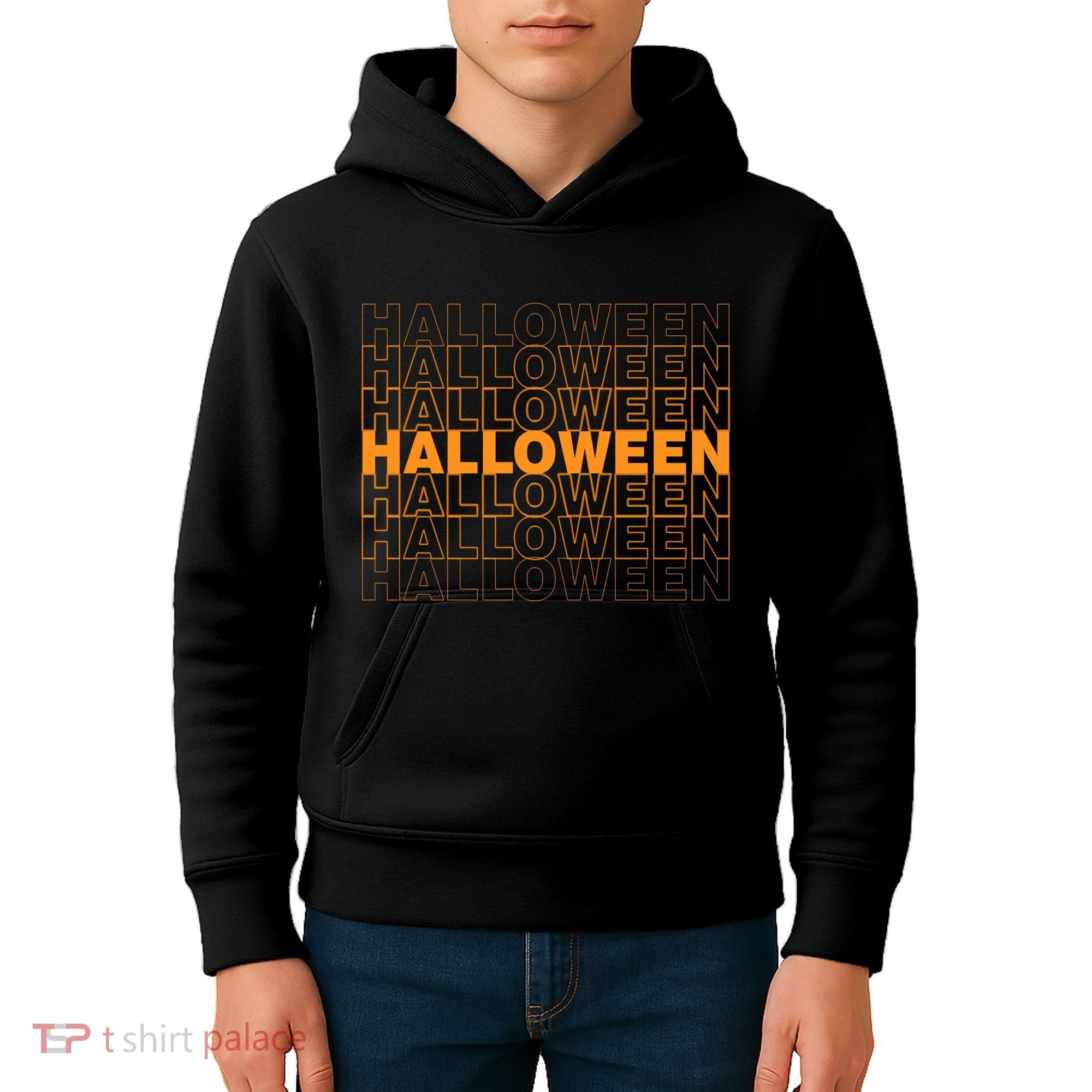Halloween Text Repeated Kids Hoodie