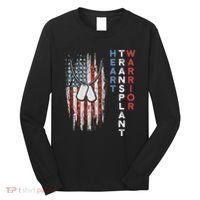 Heart Transplant Recipient Heart Flag Us Surgery Survivor Long Sleeve Shirt thumb 0