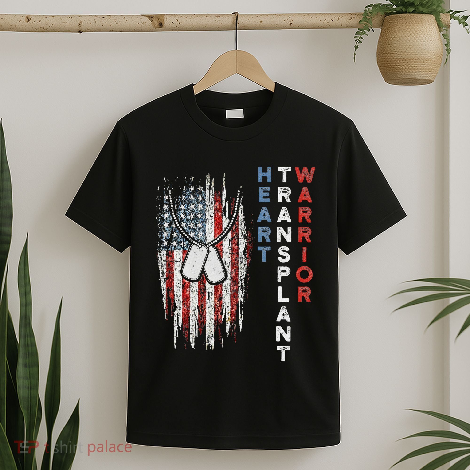 Heart Transplant Recipient Heart Flag Us Surgery Survivor T-Shirt