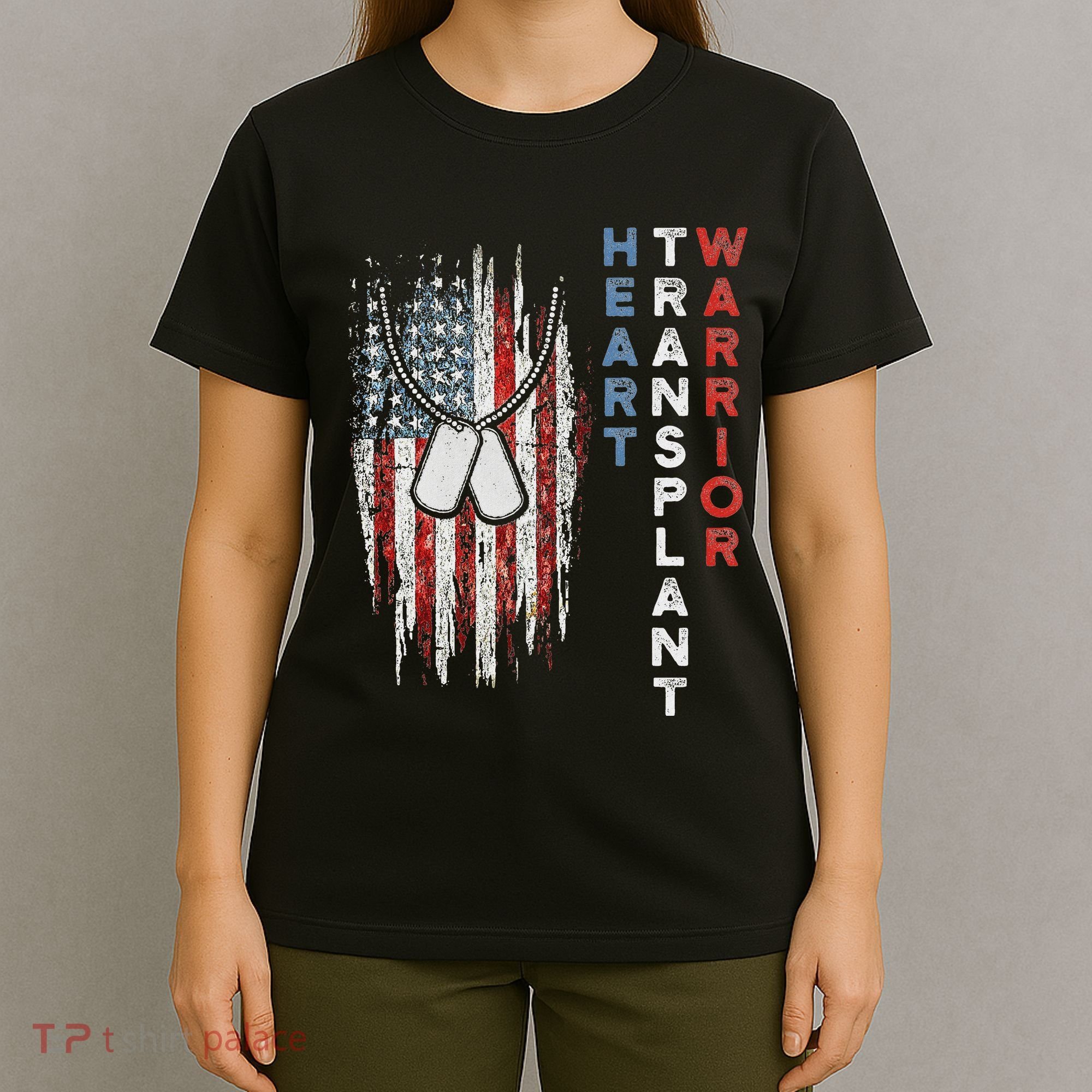 Heart Transplant Recipient Heart Flag Us Surgery Survivor T-Shirt