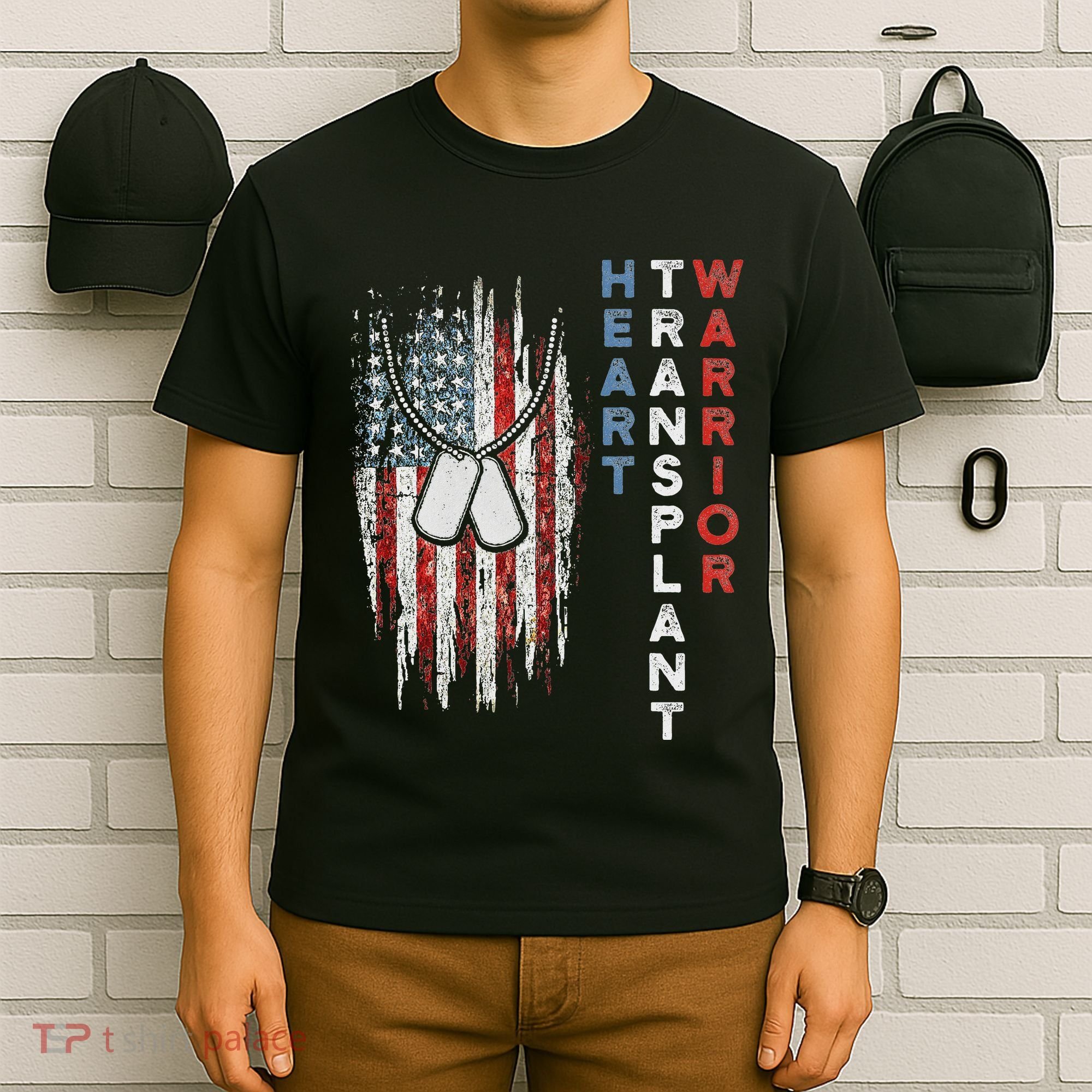 Heart Transplant Recipient Heart Flag Us Surgery Survivor T-Shirt