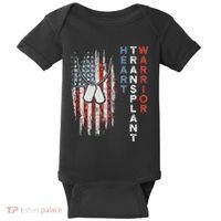 Heart Transplant Recipient Heart Flag Us Surgery Survivor Baby Bodysuit thumb 0