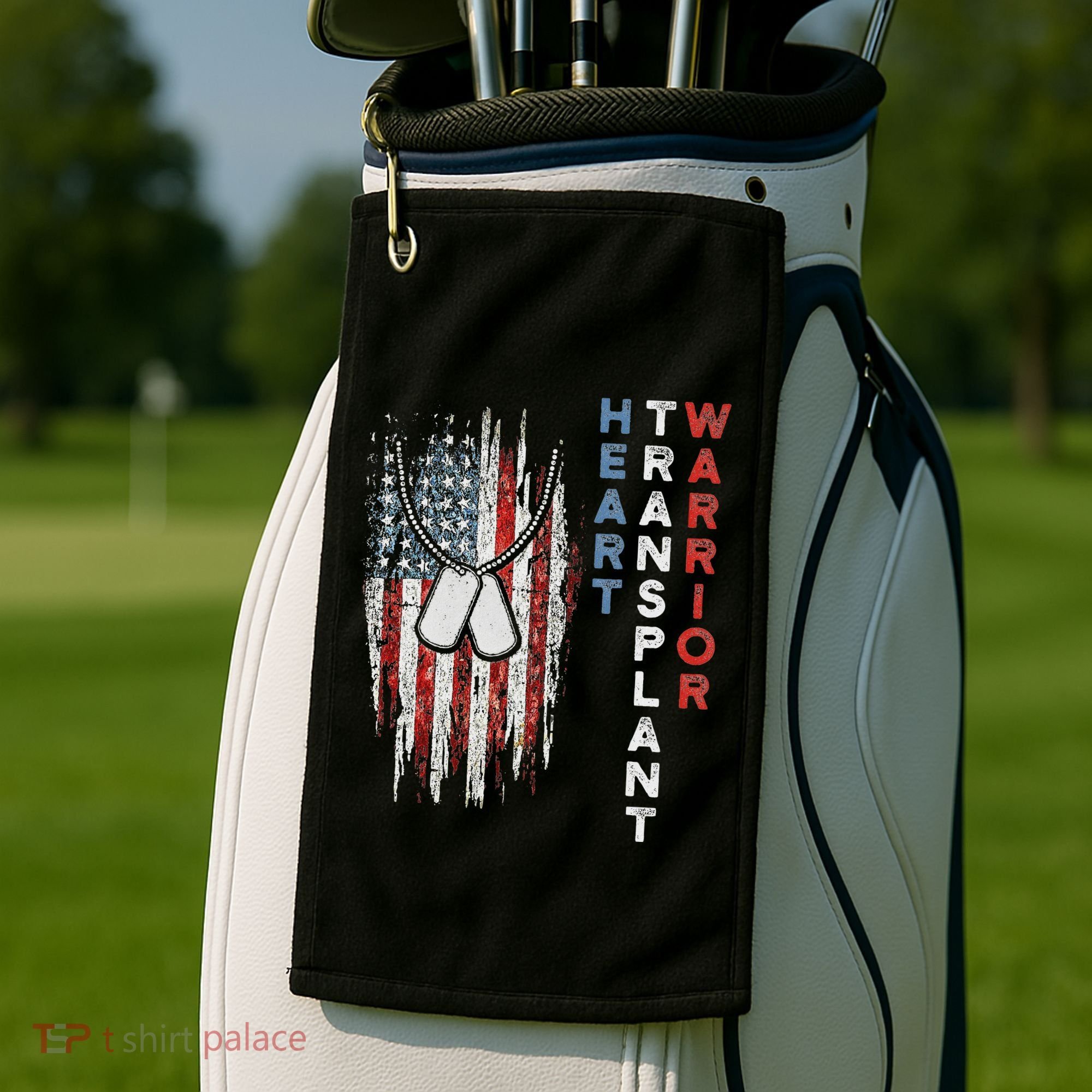 Heart Transplant Recipient Heart Flag Us Surgery Survivor Golf Towel