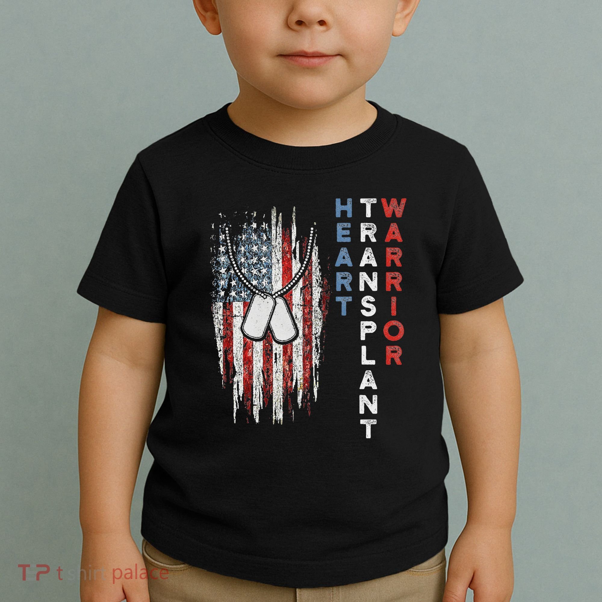 Heart Transplant Recipient Heart Flag Us Surgery Survivor Toddler T-Shirt
