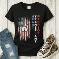 Heart Transplant Recipient Heart Flag Us Surgery Survivor Women's T-Shirt thumb 3