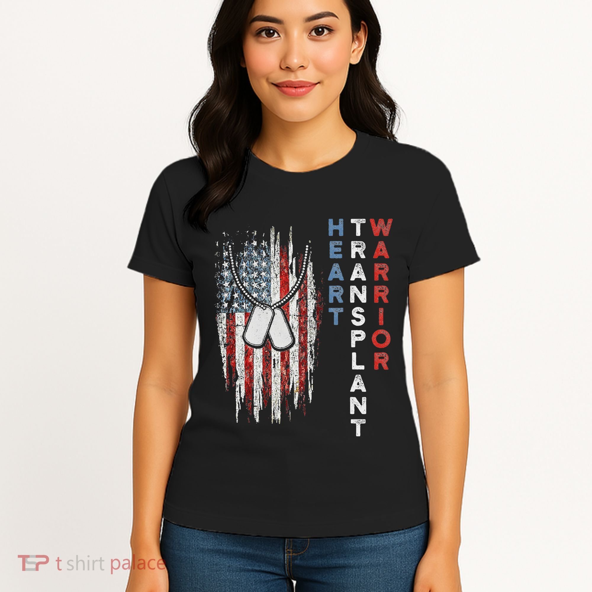 Heart Transplant Recipient Heart Flag Us Surgery Survivor Women's T-Shirt