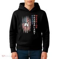 Heart Transplant Recipient Heart Flag Us Surgery Survivor Kids Hoodie thumb 4