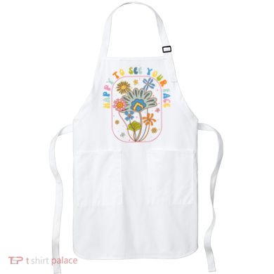 Happy To See Your Face Groovy Flowers Back To School Teacher Apron