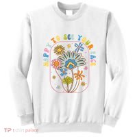Happy To See Your Face Groovy Flowers Back To School Teacher Sweatshirt thumb 0
