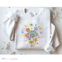 Happy To See Your Face Groovy Flowers Back To School Teacher Sweatshirt thumb 2