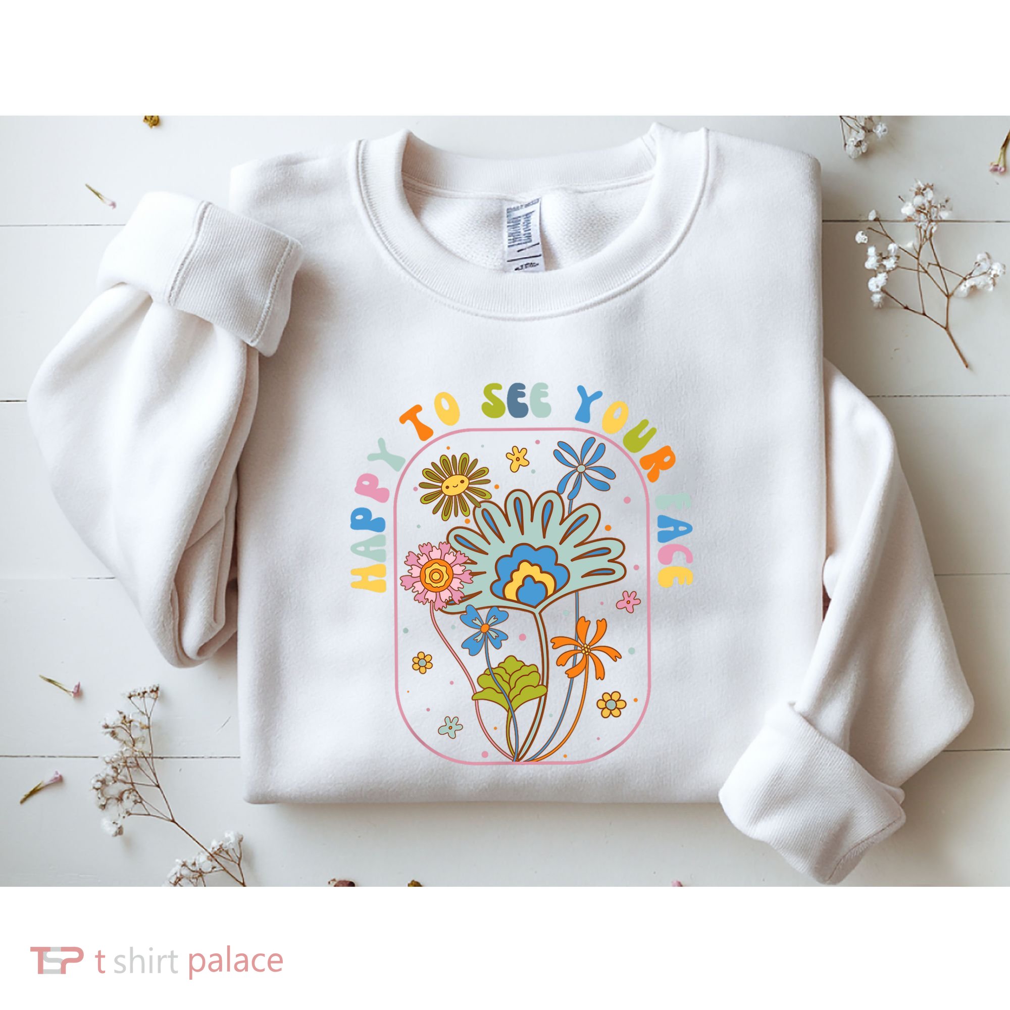 Happy To See Your Face Groovy Flowers Back To School Teacher Sweatshirt
